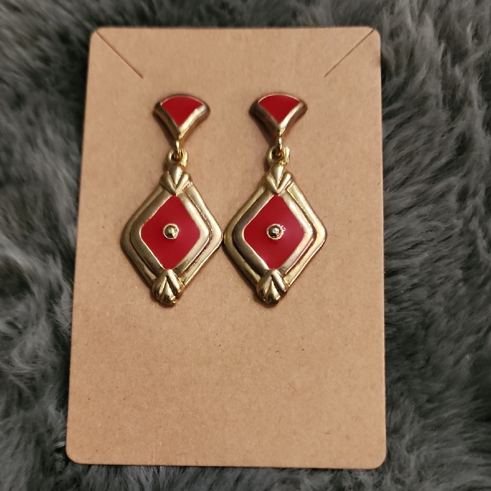 Elegant Red and Gold Earrings